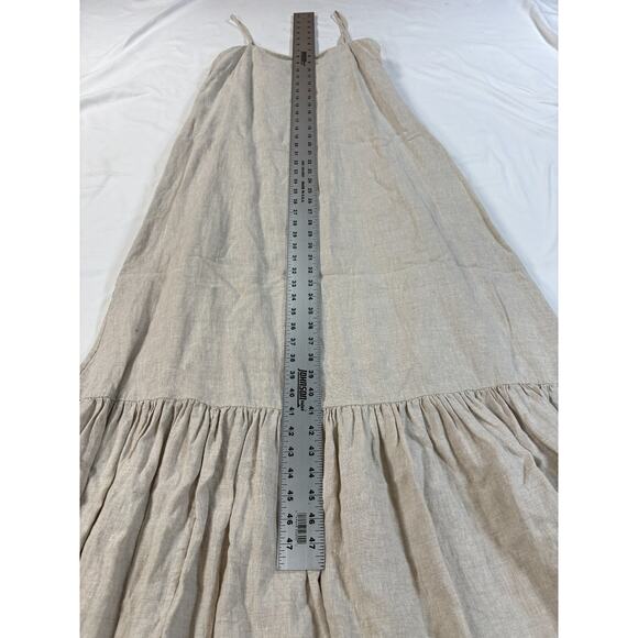 Los Angeles Atelier Cotton & Other Stories Linen Midi Dress Beige Boho Size 6 - Picture 8 of 14